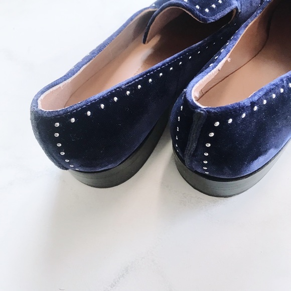 SIGERSON MORRISON velvet midnight blue studded loafers tuxedo flats - Picture 3 of 5